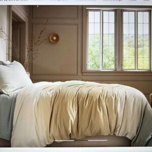 Boll & Branch King Size Ombre Oak/Shore Flannel Duvet and 2 King Size Shams SET
